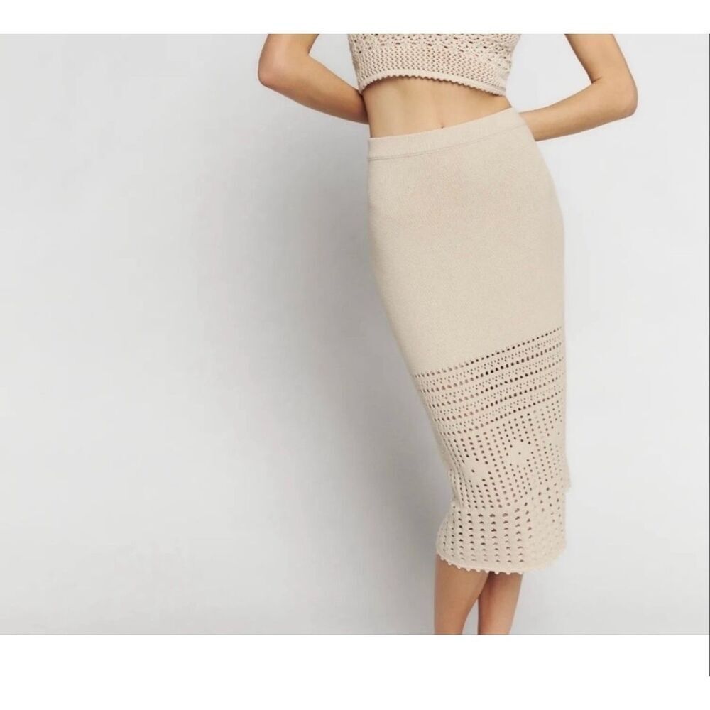 Reformation Carter Novelty Knit Skirt in Horchata size S